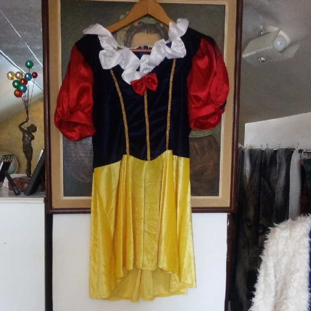 Snow white Dress Good Quality Costume - Zipper Back , Faux Crushed Velvet Large